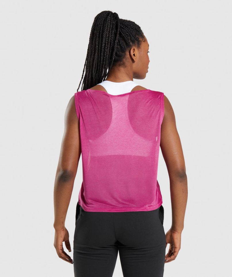 Women's Gymshark Training Oversized Tanks Pink | CA 531A7D